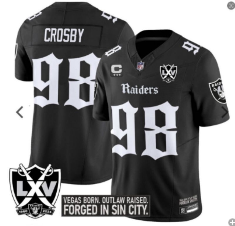 Men 2025 Oakland Raiders #98 Crosby black 7th generation Throwback Nike Limited NFL Jersey style 002